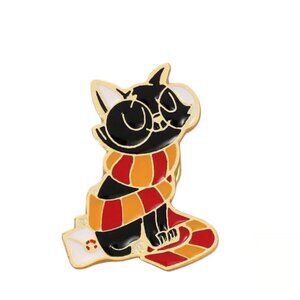 Harry Potter Cat Enamel Pin - Cute Wizard Cat with Scarf